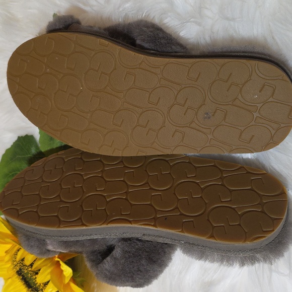 UGG ABELA Gray Fur Slippers - Picture 6 of 7